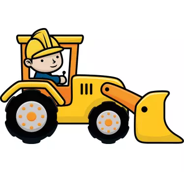 Kreslený bager pracujúci s ilustráciou nástenné umenie - Tenstickers