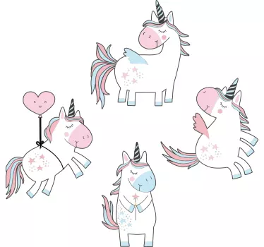 Nálepka pre deti očarujúce figúrky jednorožcov - Tenstickers