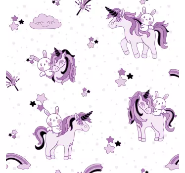 nálepky na nábytok fialové jednorožce - Tenstickers