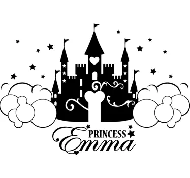 Nálepka na stenu personalizovanej hradnej princeznej - Tenstickers