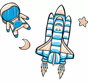 Nálepka pre deti raketka a astronaut - Tenstickers