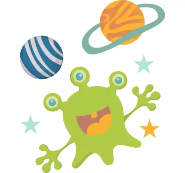 nalepky na stenu zvierata šťastná mimozemská postava - Tenstickers