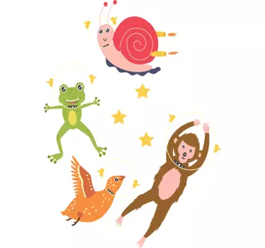 Vesmírna nálepka zábavné kamarátske zvieratá - Tenstickers