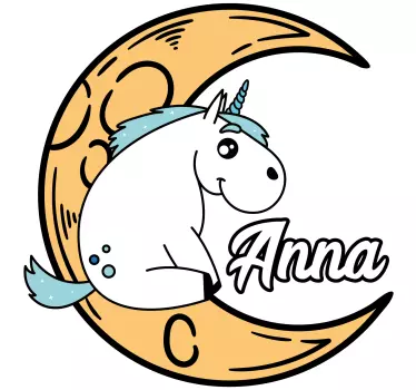 Nálepka pre deti jednorožec mesiac zvyk - Tenstickers