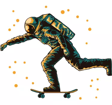 Vesmírna nálepka s astronautom na skateboarde - Tenstickers