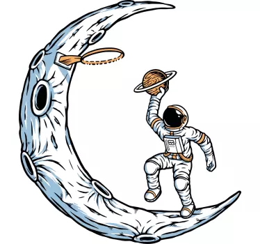 Vesmírna nálepka astronaut drží planétu - Tenstickers