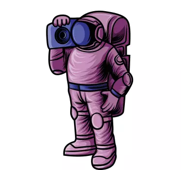 Astronaut držiaci nálepku spálne pre rádiopásku - Tenstickers