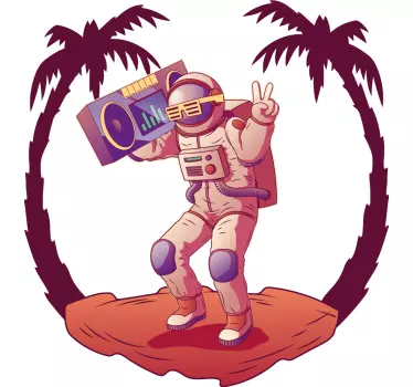 Vesmírna nálepka astronaut s boom boxom - Tenstickers