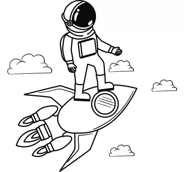 Vesmírna nálepka astronaut a raketa - Tenstickers