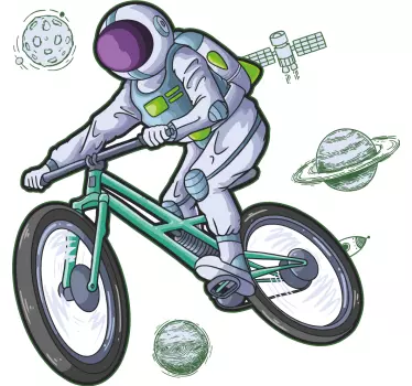 Vesmírna nálepka dobrodružstvo astronauta na bicykli - Tenstickers