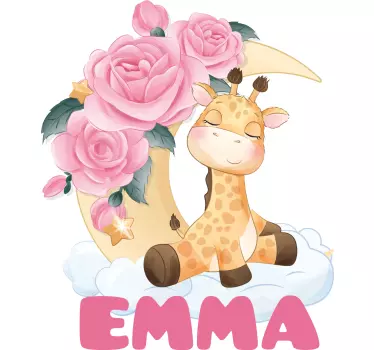Nálepka pre deti žirafa s kvetmi - Tenstickers