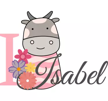 Nálepka pre bábätko kravička s menom - Tenstickers