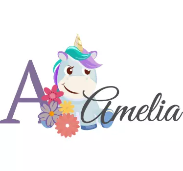 Nálepka pre bábätko s menom jednorožca - Tenstickers