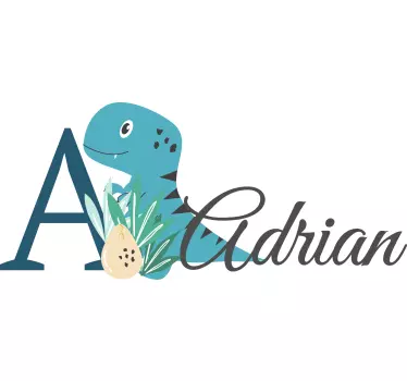 Nálepka pre bábätko modrý dinosaurus s menom - Tenstickers