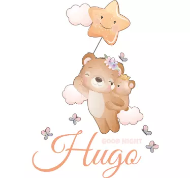 Nálepka pre bábätko s menom visiacou medvedíkom - Tenstickers