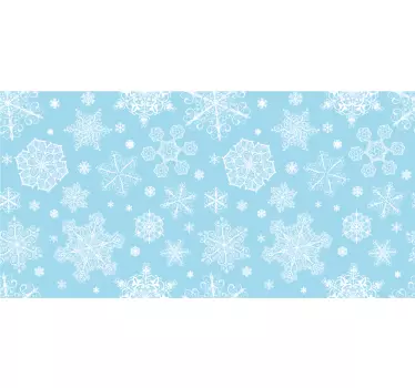 Nálepka na stenu biele snehové vločky na modrom pozadí - Tenstickers
