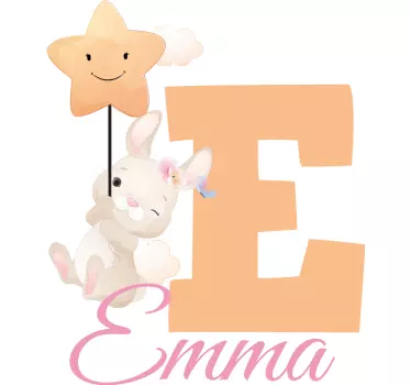 Nálepka pre deti zajačik s iniciálou a menom - Tenstickers