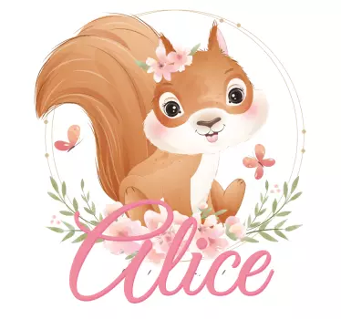 Nálepka pre deti s menom na veveričke - Tenstickers
