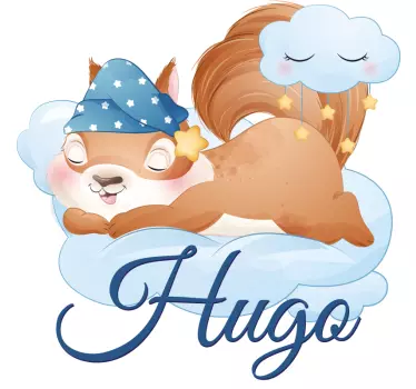 Nálepka pre deti spací veverička s menom - Tenstickers