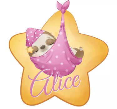 Nálepka pre deti prispôsobená lenivcovi a hviezde - Tenstickers