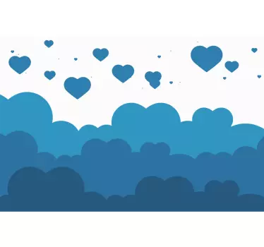 Nálepky na nábytok modré srdcia na obláčikoch - Tenstickers