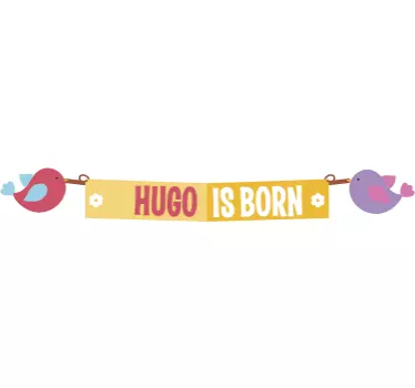 Nálepka pre bábätko vtáčiky vítajú novorodenca huga - Tenstickers