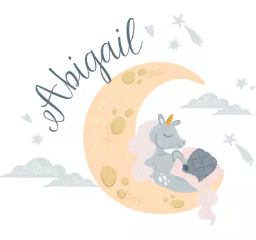 Nálepka pre deti spiaci jednorožec mesiac - Tenstickers