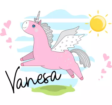 Nálepka pre deti dizajn lietajúcej jednorožky - Tenstickers