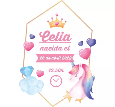 Nálepka pre deti s informáciami o narodení princeznej - Tenstickers