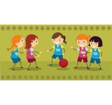 Nálepka pre deti dievčatá hrajúce basketbal - Tenstickers
