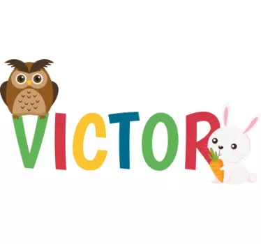 Sova králik vlastné meno ilustračná nálepka - Tenstickers