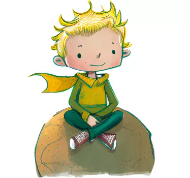 Nálepka na stenu karikatúra s dieťaťom, ktoré sedí - Tenstickers