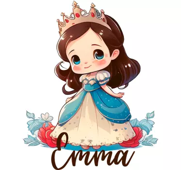 Detská princezná kreslená nálepka na stenu - Tenstickers