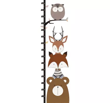 Nálepka s grafom výšky lesných zvierat - Tenstickers