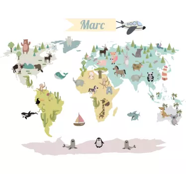 Samolepka naučná mapa sveta v noci - Tenstickers
