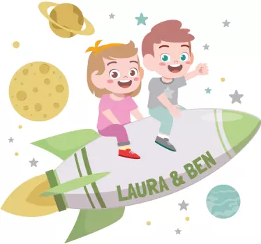 nalepky na stenu vesmir bratia na rakete - Tenstickers