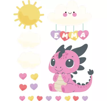 Ilustrovane nalepky na stenu drak a oblaky - Tenstickers