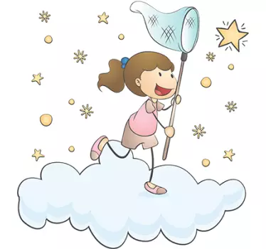 Dieťa chytanie hviezdy ilustráciu nástenné umenie - Tenstickers