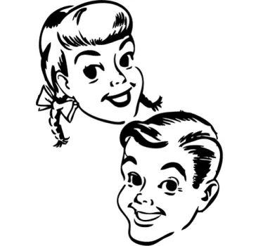 Dievča a chlapec retro obtisky - Tenstickers