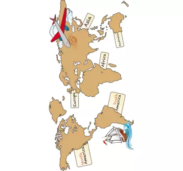 Mapa sveta deti nálepka - Tenstickers
