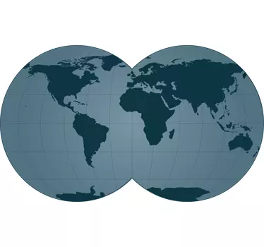 Modrá mapa sveta s dvojitou nálepkou zemegule - Tenstickers