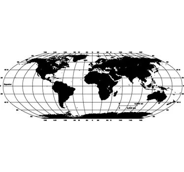 Nálepka na monochromatickú mapu sveta - Tenstickers