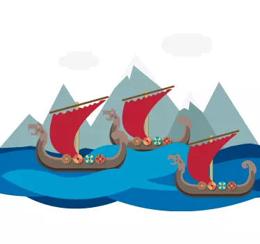 Nálepka na stenu vikingské lode - Tenstickers