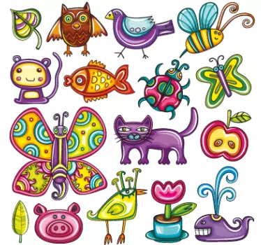 Nálepka pre deti farebné kreslené zvieratká - Tenstickers