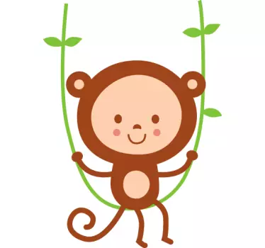 Nálepka pre deti hravá opica na hojdačke - Tenstickers
