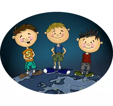 Nálepka pre deti ilustrácia hravých detí - Tenstickers