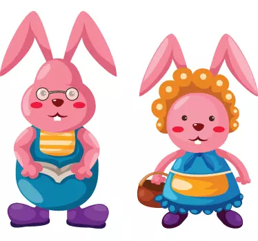Nálepka pre deti roztomilé kreslené králiky - Tenstickers