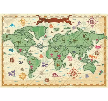 Nálepka pre deti s mapou sveta pokladov - Tenstickers