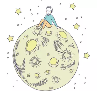 Nálepka pre deti Šťastný mesiačik chlapec - Tenstickers