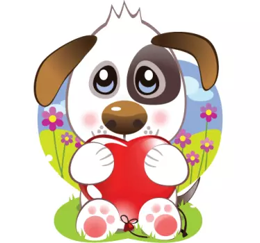 Nálepka pre deti šteniatko so srdiečkami - Tenstickers